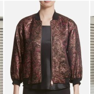 Lafayette 148 New York metallic paisley bomber jacket